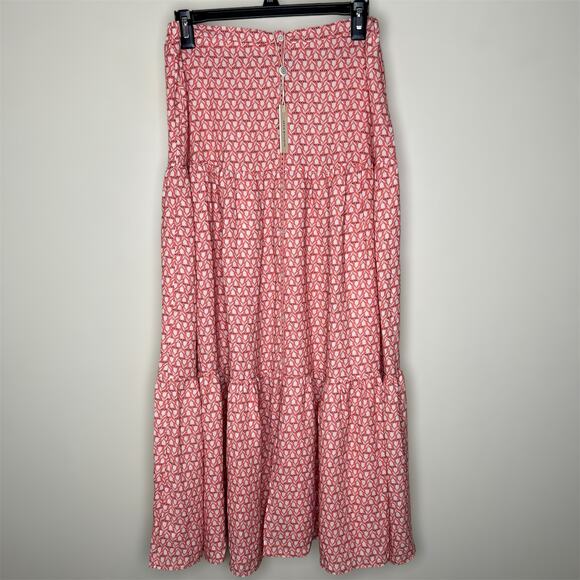 Max Studio Maxi Skirt Medium Tiered Tulip Floral Peasant Button Front Pulll On - Picture 2 of 7